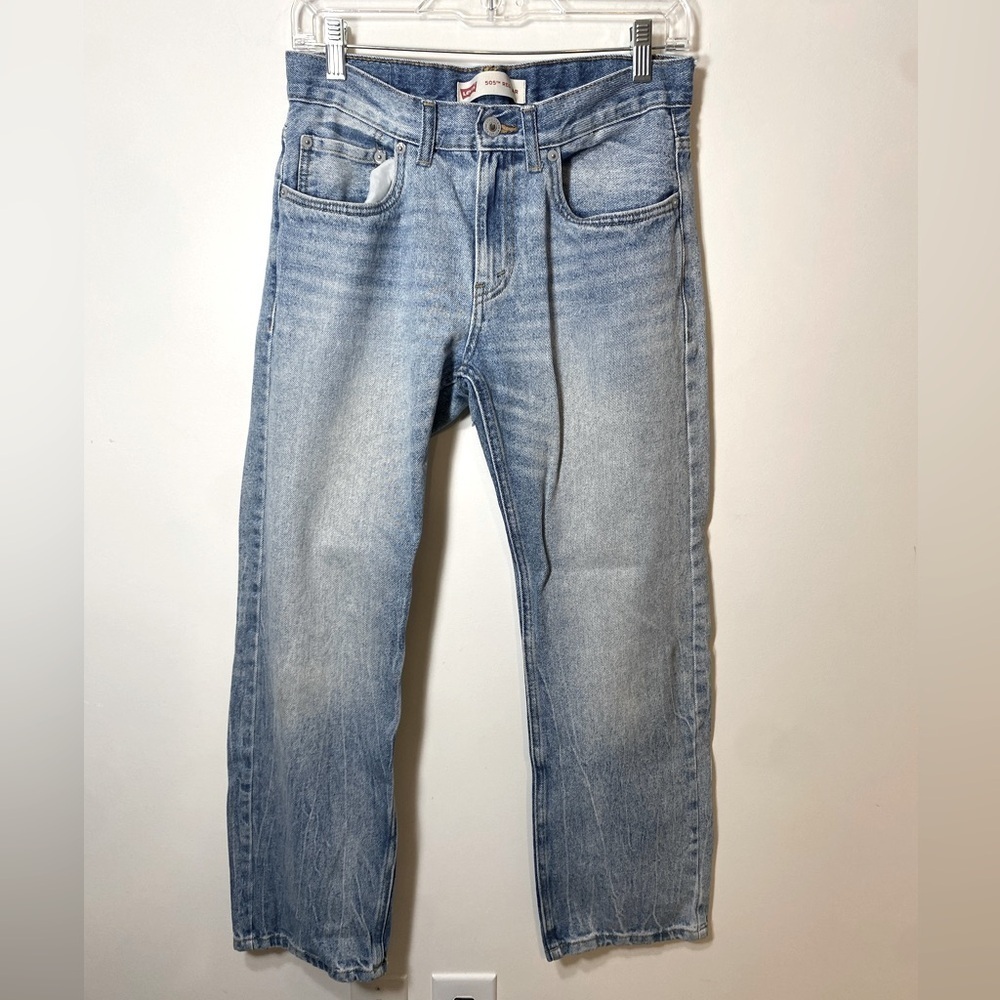 Kids Levi 505 Regular Light Wash Mom Jeans size 16 28 by 28